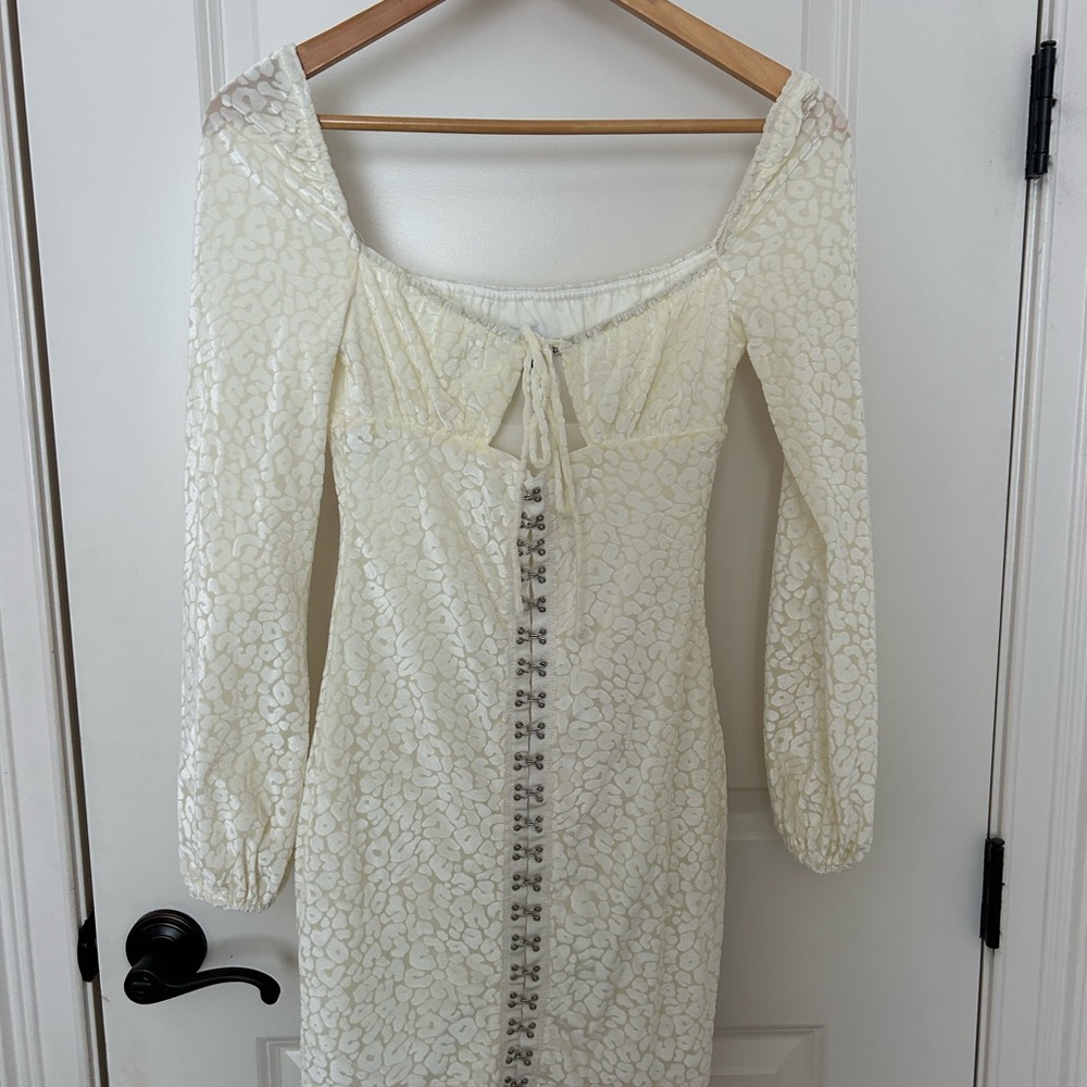 Princess Polly White Long Sleeve Mini Dress
